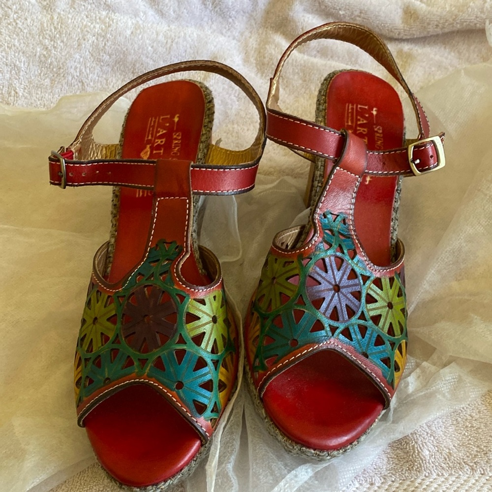 Platform t-strap L’Artiste Size 40 floral sandals - Picture 2 of 7